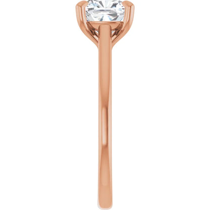 Cushion Rose Gold Four Claw Solitaire Lab Diamond Engagement Ring 