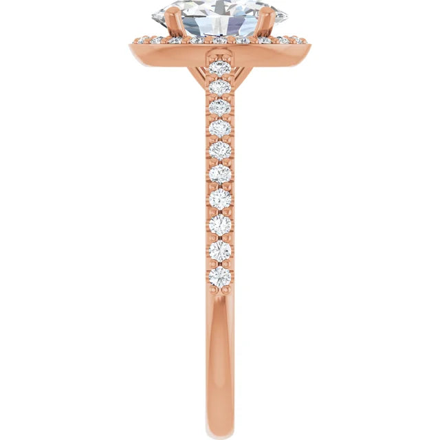 Oval Rose Gold Halo Lab Diamond Engagement Ring 