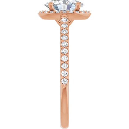 Oval Rose Gold Halo Lab Diamond Engagement Ring 
