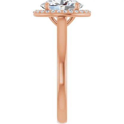 Oval Halo Solitaire Lab Diamond Engagement Ring Rose Gold. 