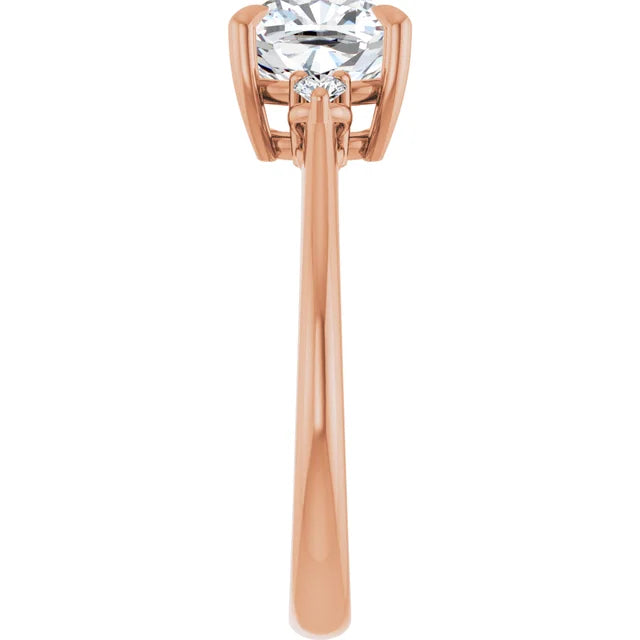 Cushion Rose Gold Accent Engagement Ring