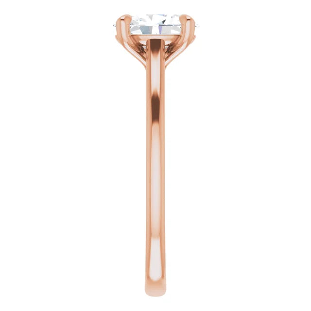 Oval Rose Gold Four Claw Solitaire Lab Diamond Engagement Ring 