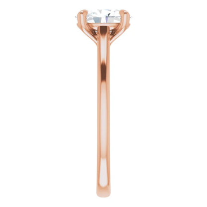 Oval Rose Gold Four Claw Solitaire Lab Diamond Engagement Ring 