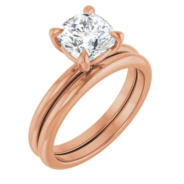 Cushion Rose Gold Solitaire Engagement Ring