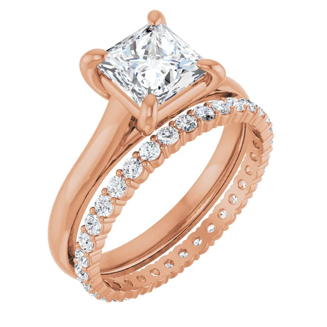 Four Claw Princess Rose Gold Solitaire Lab Diamond Engagement Ring