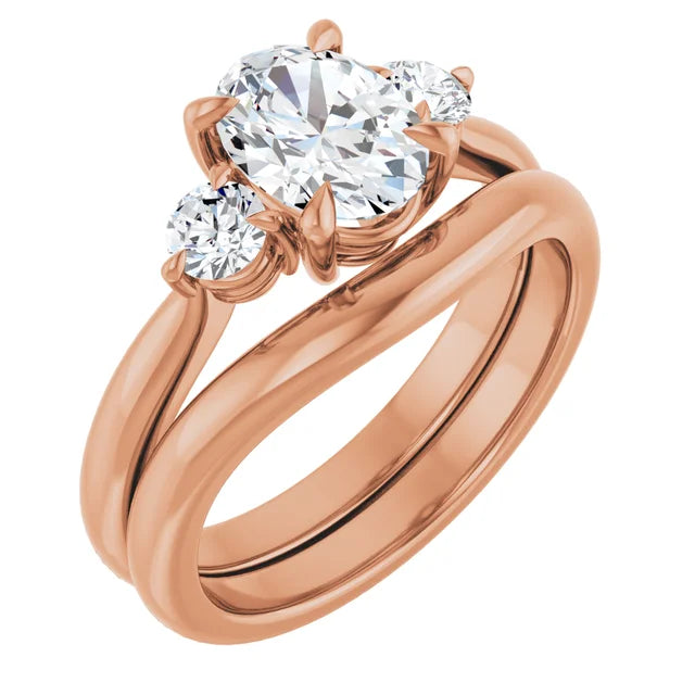 Oval Rose Gold Accent Engagement Ring