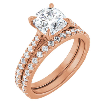 Cushion Rose Gold Claw Set Style Engagement Ring