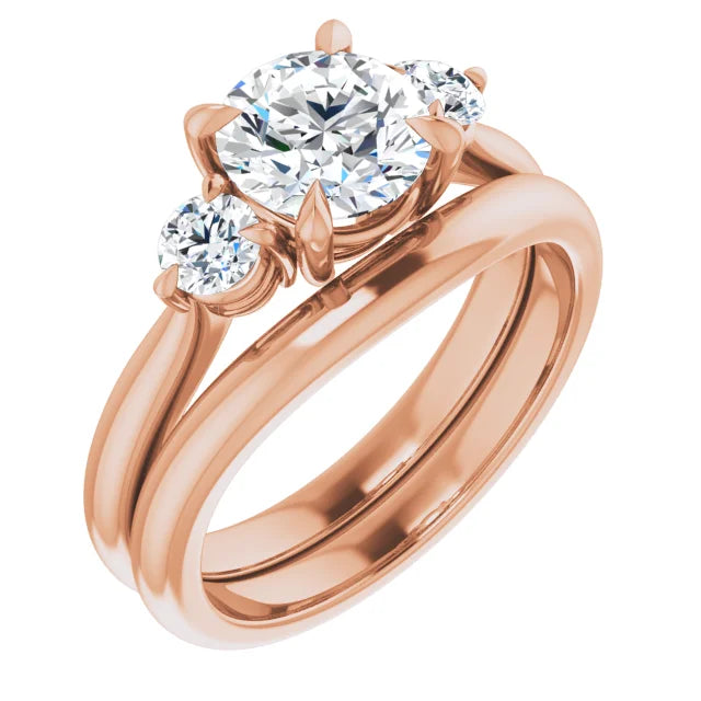 Round Brilliant Rose Gold Accent Engagement Ring