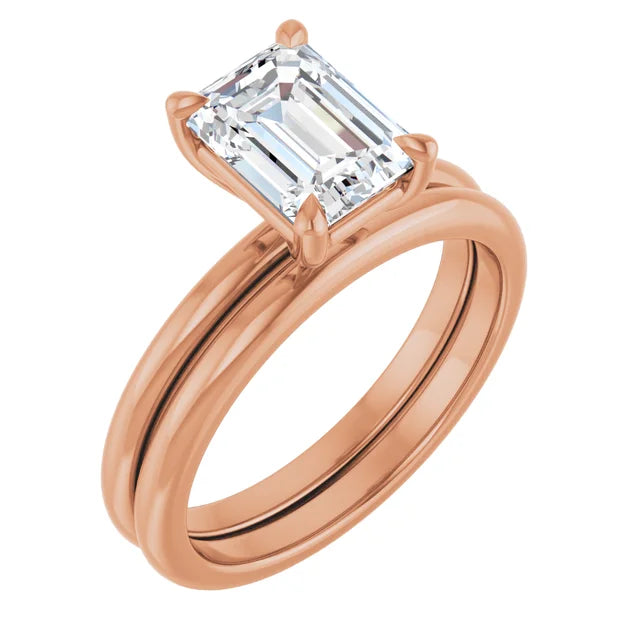 Emerald Rose Gold Solitaire Engagement Ring
