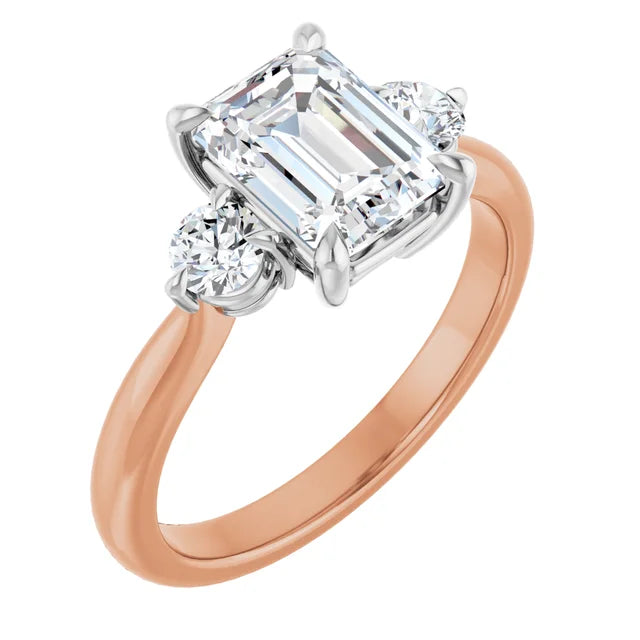Emerald White & Rose Gold Accent Engagement Ring