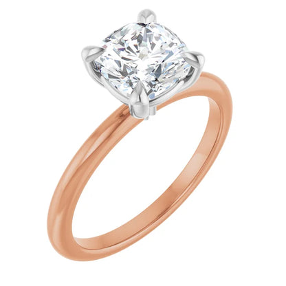 Cushion White & Rose Gold Solitaire Engagement Ring