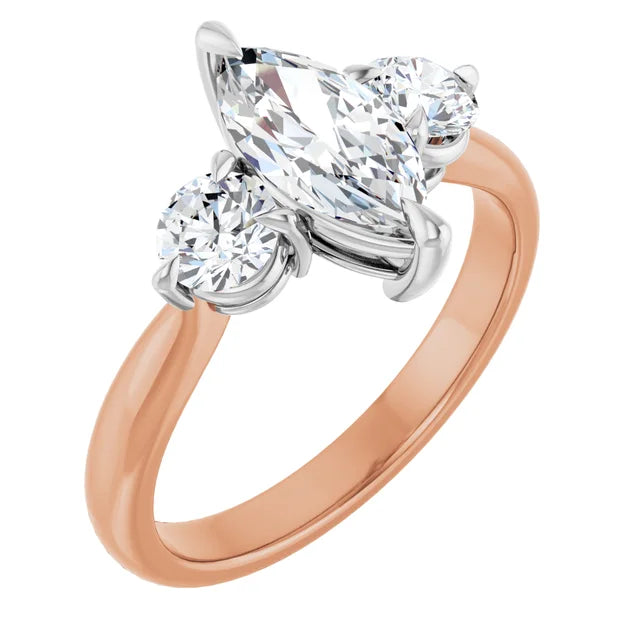 Marquise White & Rose Gold Accent Engagement Ring