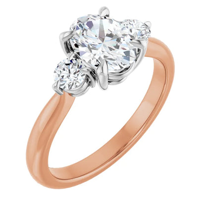 Oval White & White Gold Accent Engagement Ring