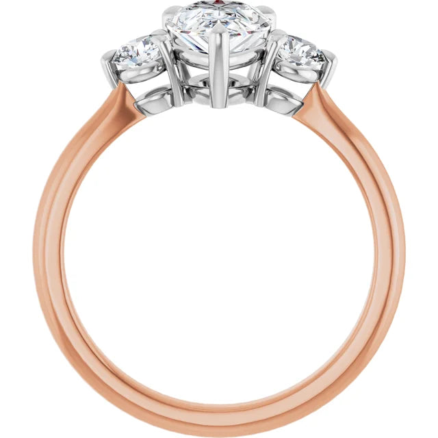 Pear White & Rose Gold Accent Engagement Ring