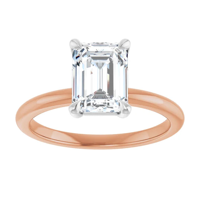 Emerald White & Rose Gold Solitaire Engagement Ring
