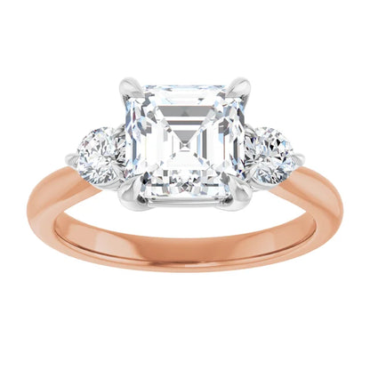 Asscher White & Rose Gold Accent Engagement Ring