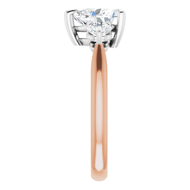 Heart White & Rose Gold Accent Engagement Ring