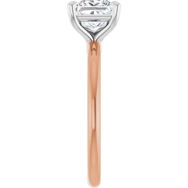 Princess White & Rose Gold Solitaire Engagement Ring