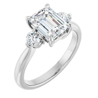 Emerald White Gold Accent Engagement Ring