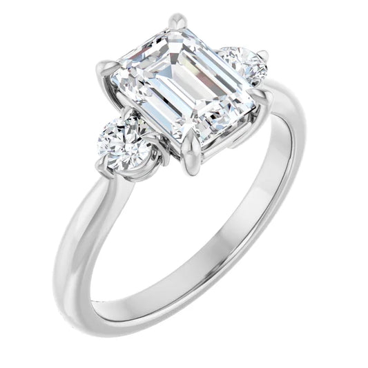 Emerald White Gold Accent Engagement Ring