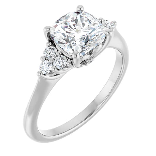 Cushion White Gold Antique Inspired Design Engagement Ring