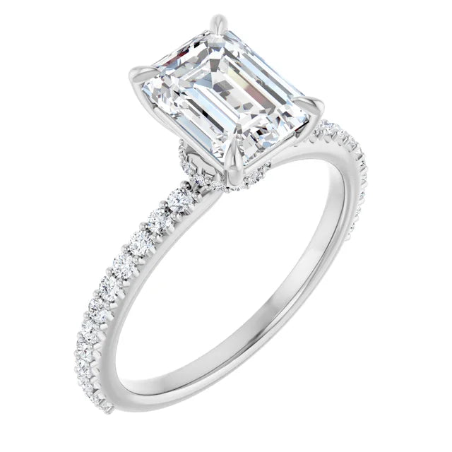 Emerald White Gold Claw Set Style Engagement Ring 