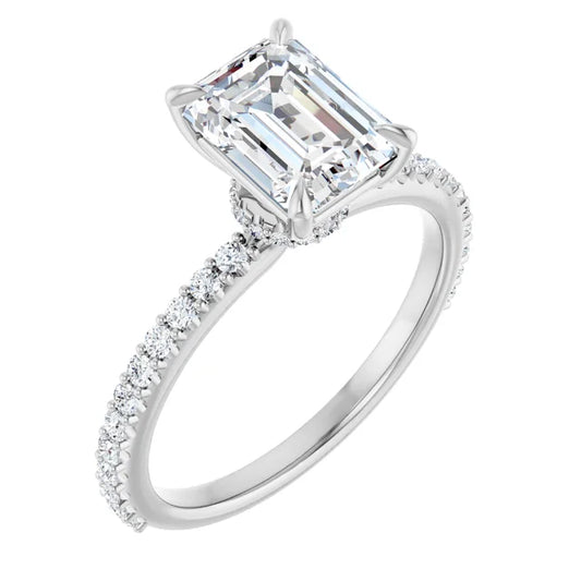 Emerald White Gold Claw Set Style Engagement Ring 