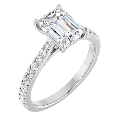 Emerald White Gold Claw Set Style Engagement Ring
