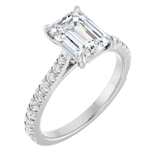 Emerald White Gold Claw Set Style Engagement Ring