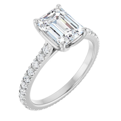 Emerald White Gold Claw Set Eternity Style Engagement Ring