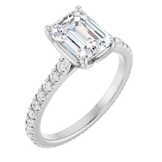 Emerald White Gold Claw Set Eternity Style Engagement Ring
