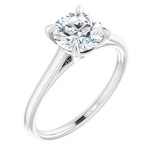 Round Brilliant White Gold Four Claw Solitaire Lab Diamond Engagement Ring 