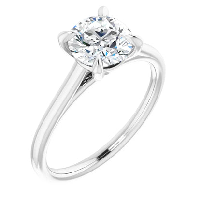 Round Brilliant White Gold Four Claw Solitaire Lab Diamond Engagement Ring 