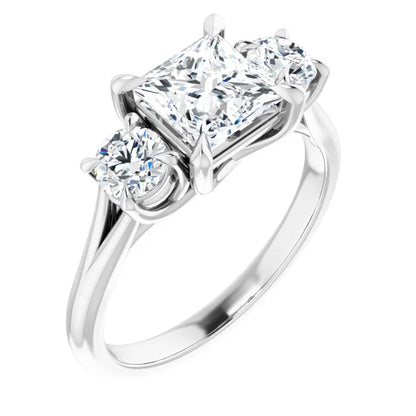 Princess White Gold Accent Engagement Ring