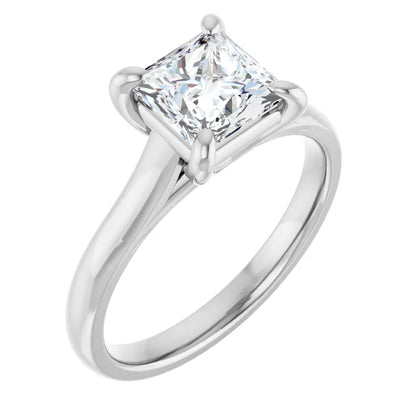 Four Claw Princess White Gold Solitaire Lab Diamond Engagement Ring