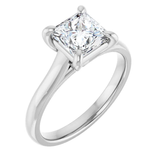 Four Claw Princess White Gold Solitaire Lab Diamond Engagement Ring