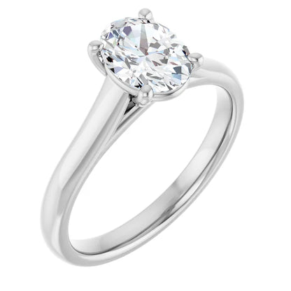 Four Claw Oval Solitaire Engagement Ring