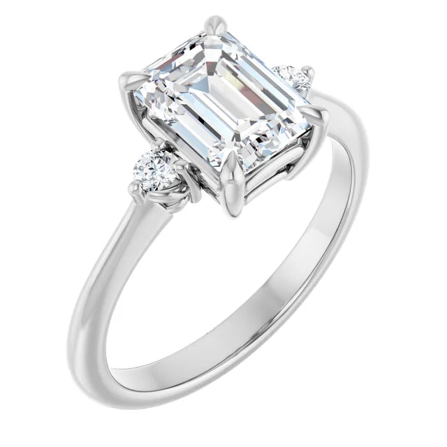 Emerald White Gold Accent Engagement Ring