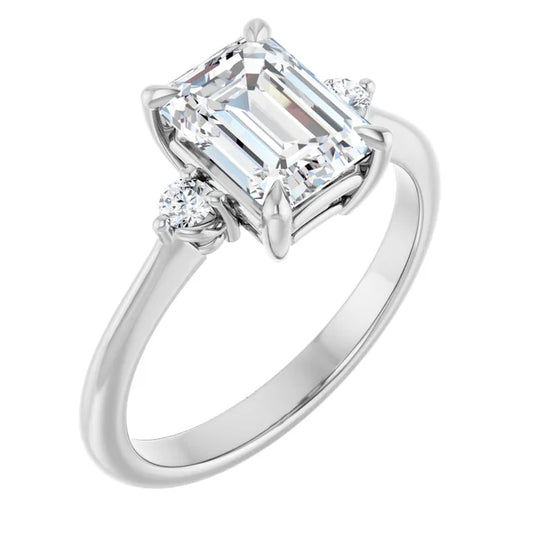 Emerald White Gold Accent Engagement Ring