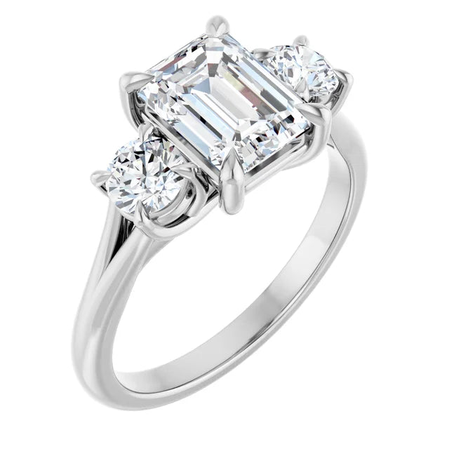 Emerald White Gold Accent Engagement Ring