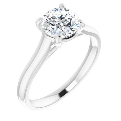 Four Claw Round Brilliant White Gold Solitaire Lab Diamond Engagement Ring