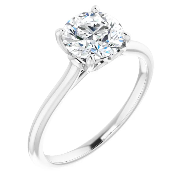 Round Brilliant White Gold Four Claw Solitaire Lab Diamond Engagement Ring 