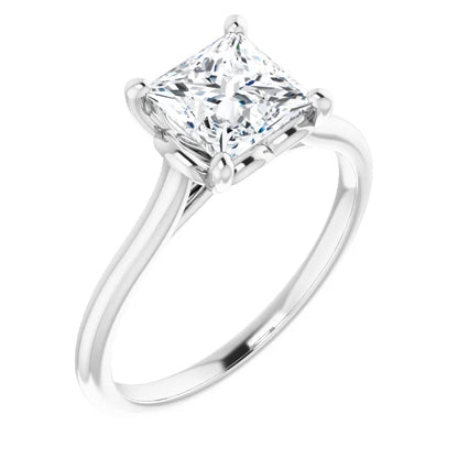 Princess White Gold Four Claw Solitaire Lab Diamond Engagement Ring 