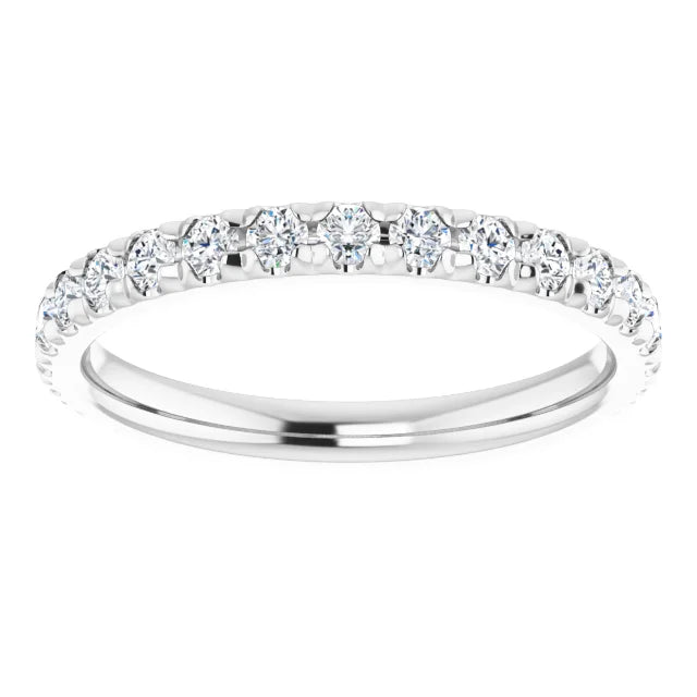 Round Brilliant French Set Wedding Band