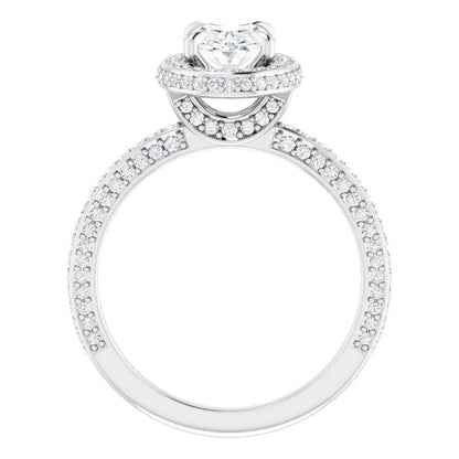 Oval White Gold Halo Pave Style Lab Diamond Engagement Ring 