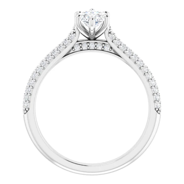 Marquise White Gold Pave Lab Diamond Engagement Ring 