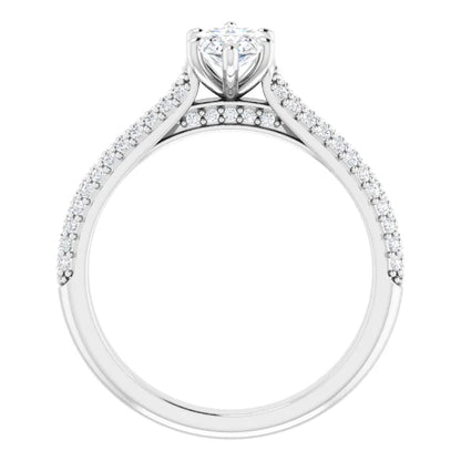 Marquise White Gold Pave Lab Diamond Engagement Ring 
