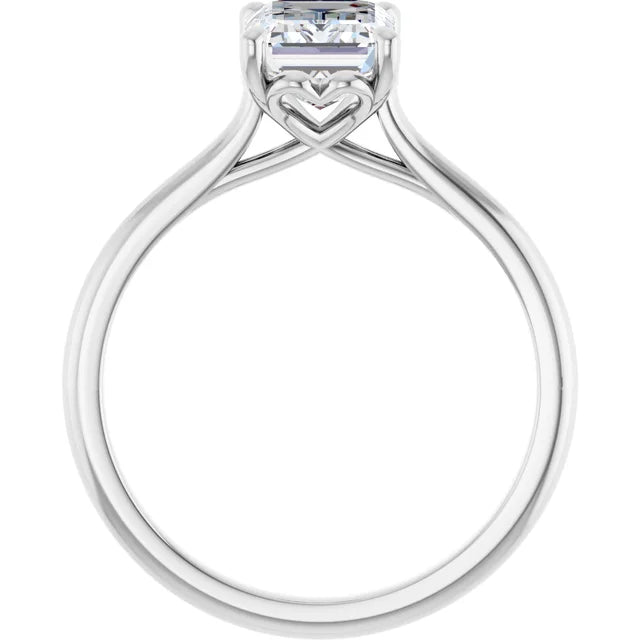 Emerald White Gold Four Claw Solitaire Lab Diamond Engagement Ring 