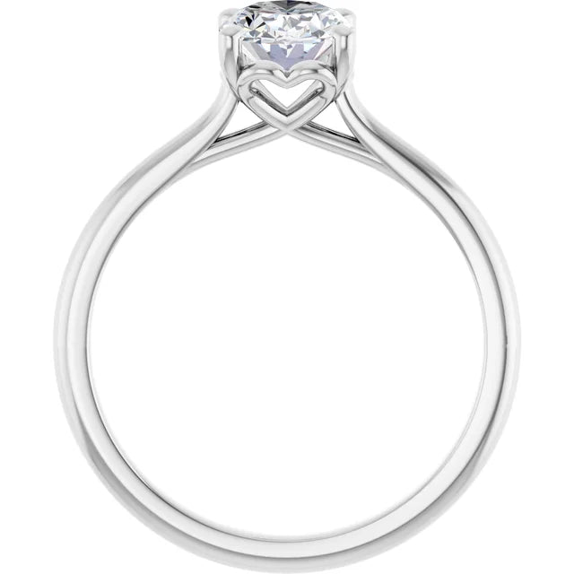 Oval White Gold Four Claw Solitaire Lab Diamond Engagement Ring 
