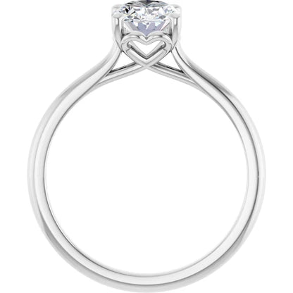 Oval White Gold Four Claw Solitaire Lab Diamond Engagement Ring 